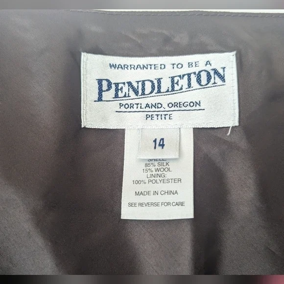 Pendleton Skirt Silk Wool  Floral midi skirt brown lined Size 14 - Picture 5 of 14